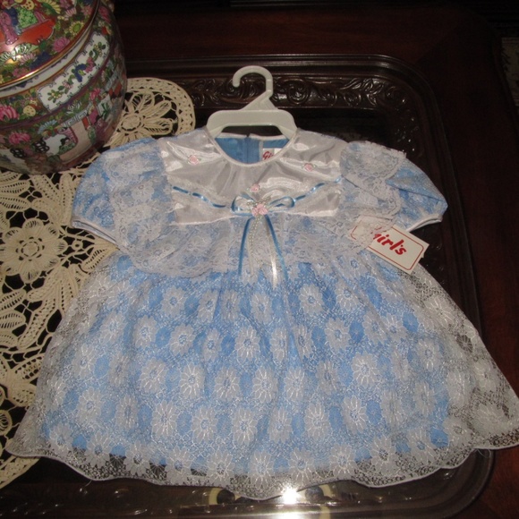 Girl's Other - Gorgeous Baby Girl Dress Size 18M Blue White Lace